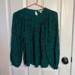 Knox Rose Green & Black Floral Top